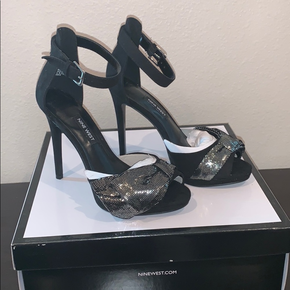 Black and Silver Nine West Heels